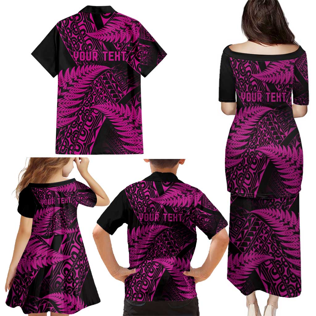 New Zealand Rugby Pacific Personalised Family Matching Puletasi and Hawaiian Shirt All Pink Maori Pasifika Fern Pattern LT9 - Polynesian Pride