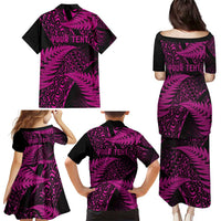 New Zealand Rugby Pacific Personalised Family Matching Puletasi and Hawaiian Shirt All Pink Maori Pasifika Fern Pattern LT9 - Polynesian Pride