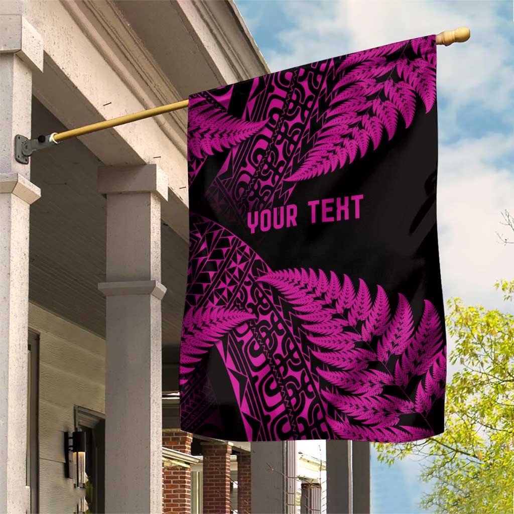 New Zealand Rugby Pacific Personalised Garden Flag All Pink Maori Pasifika Fern Pattern