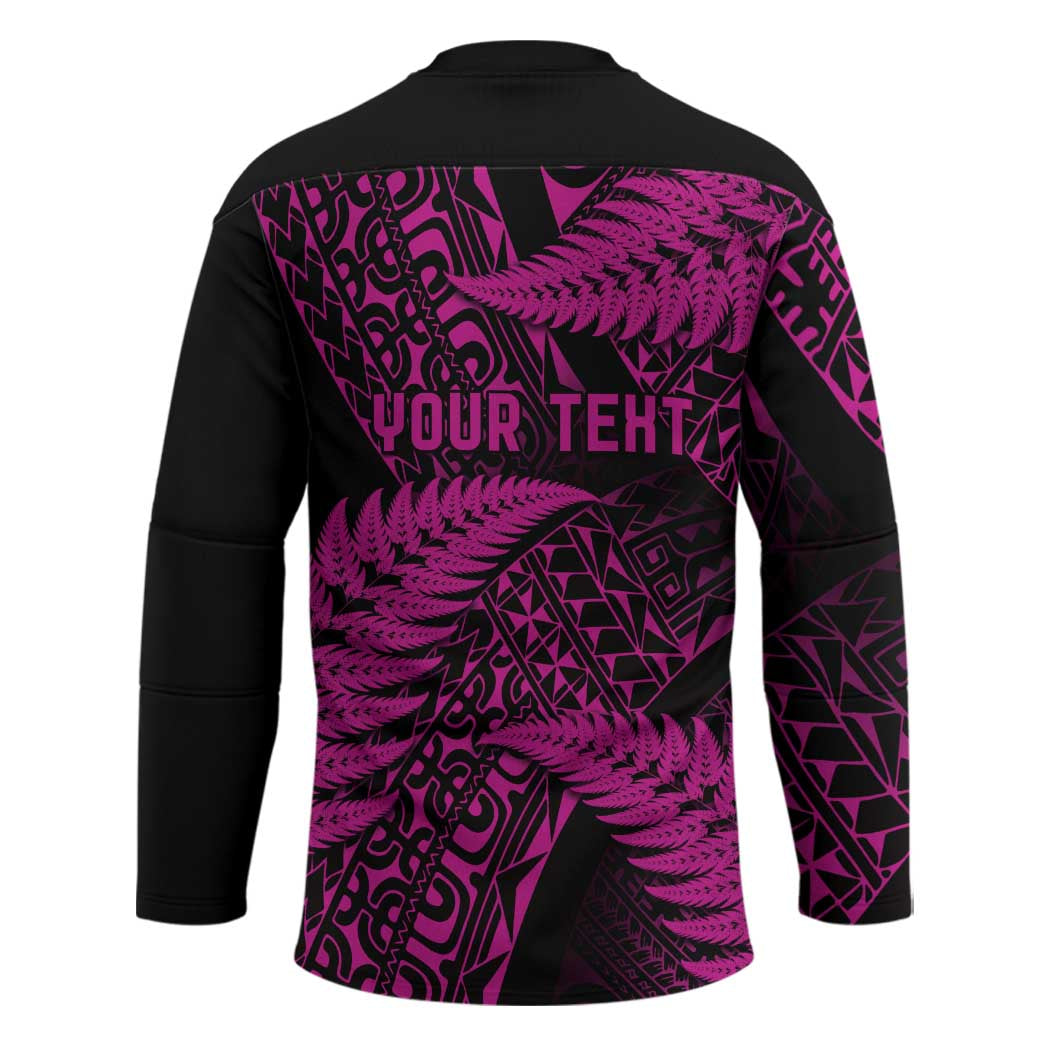 New Zealand Rugby Pacific Personalised Hockey Jersey All Pink Maori Pasifika Fern Pattern - Polynesian Pride