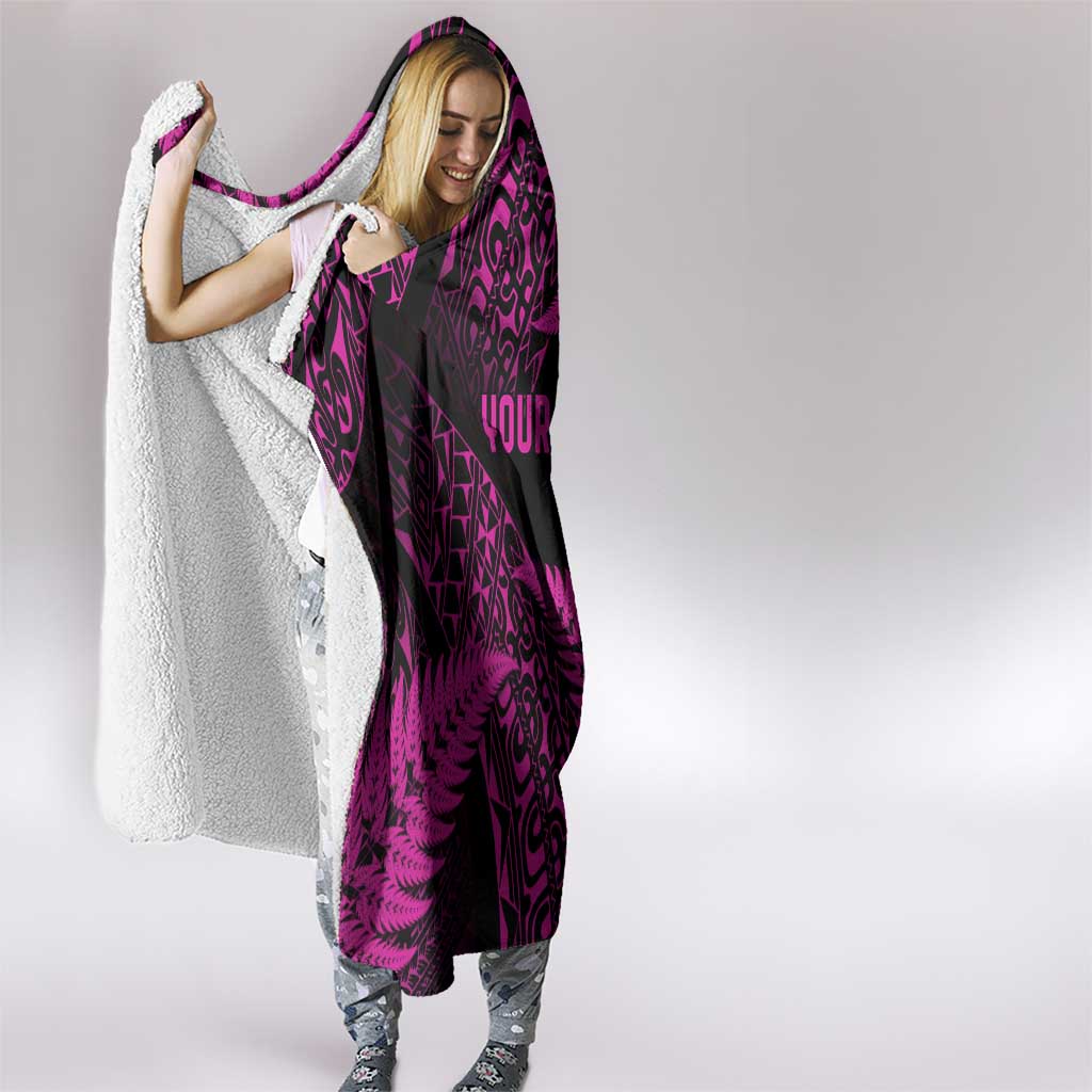 New Zealand Rugby Pacific Personalised Hooded Blanket All Pink Maori Pasifika Fern Pattern