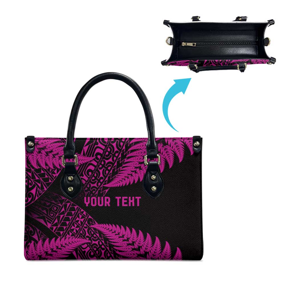 New Zealand Rugby Pacific Personalised Leather Bag All Pink Maori Pasifika Fern Pattern - Polynesian Pride