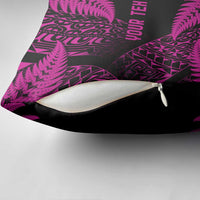 New Zealand Rugby Pacific Personalised Pillow Cover All Pink Maori Pasifika Fern Pattern - Polynesian Pride
