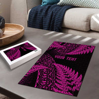 New Zealand Rugby Pacific Personalised Puzzle All Pink Maori Pasifika Fern Pattern - Polynesian Pride
