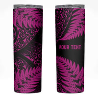 New Zealand Rugby Pacific Personalised Skinny Tumbler All Pink Maori Pasifika Fern Pattern LT9 Pink - Polynesian Pride