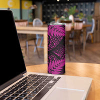 New Zealand Rugby Pacific Personalised Skinny Tumbler All Pink Maori Pasifika Fern Pattern LT9 - Polynesian Pride