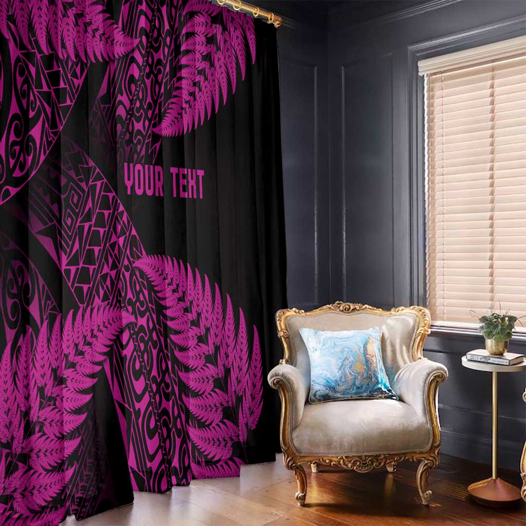 New Zealand Rugby Pacific Personalised Window Curtain All Pink Maori Pasifika Fern Pattern