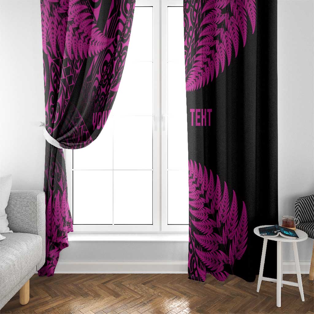 New Zealand Rugby Pacific Personalised Window Curtain All Pink Maori Pasifika Fern Pattern