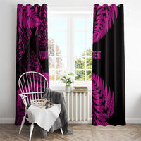 New Zealand Rugby Pacific Personalised Window Curtain All Pink Maori Pasifika Fern Pattern