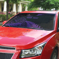 New Zealand Rugby Pacific Personalised Auto Sun Shade All Purple Maori Pasifika Fern Pattern - Polynesian Pride
