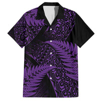 New Zealand Rugby Pacific Personalised Family Matching Summer Maxi Dress and Hawaiian Shirt All Purple Maori Pasifika Fern Pattern LT9 Dad's Shirt - Short Sleeve Purple - Polynesian Pride