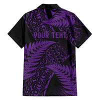 New Zealand Rugby Pacific Personalised Family Matching Tank Maxi Dress and Hawaiian Shirt All Purple Maori Pasifika Fern Pattern LT9 - Polynesian Pride