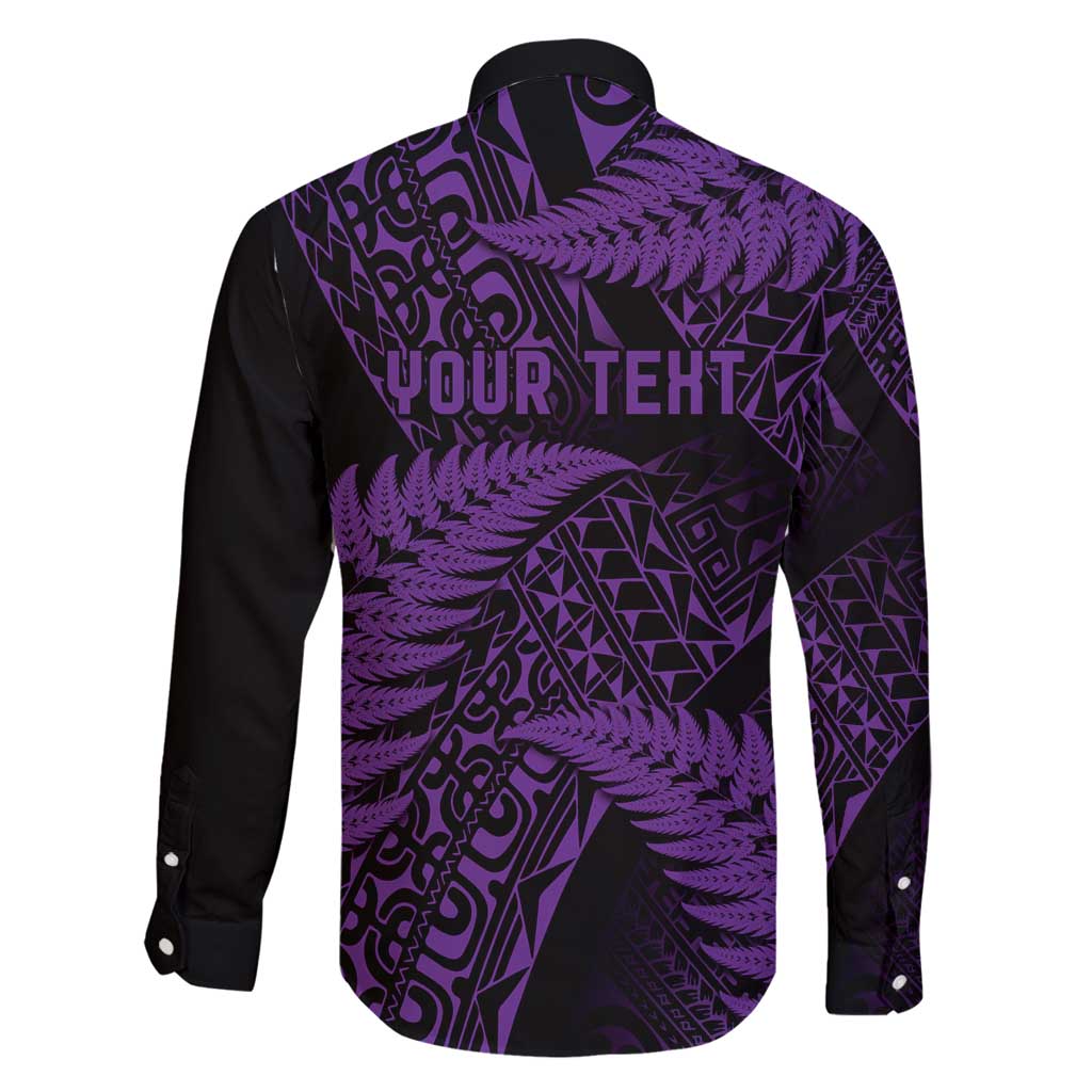 New Zealand Rugby Pacific Personalised Family Matching Tank Maxi Dress and Hawaiian Shirt All Purple Maori Pasifika Fern Pattern LT9 - Polynesian Pride