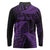 New Zealand Rugby Pacific Personalised Long Sleeve Polo Shirt All Purple Maori Pasifika Fern Pattern