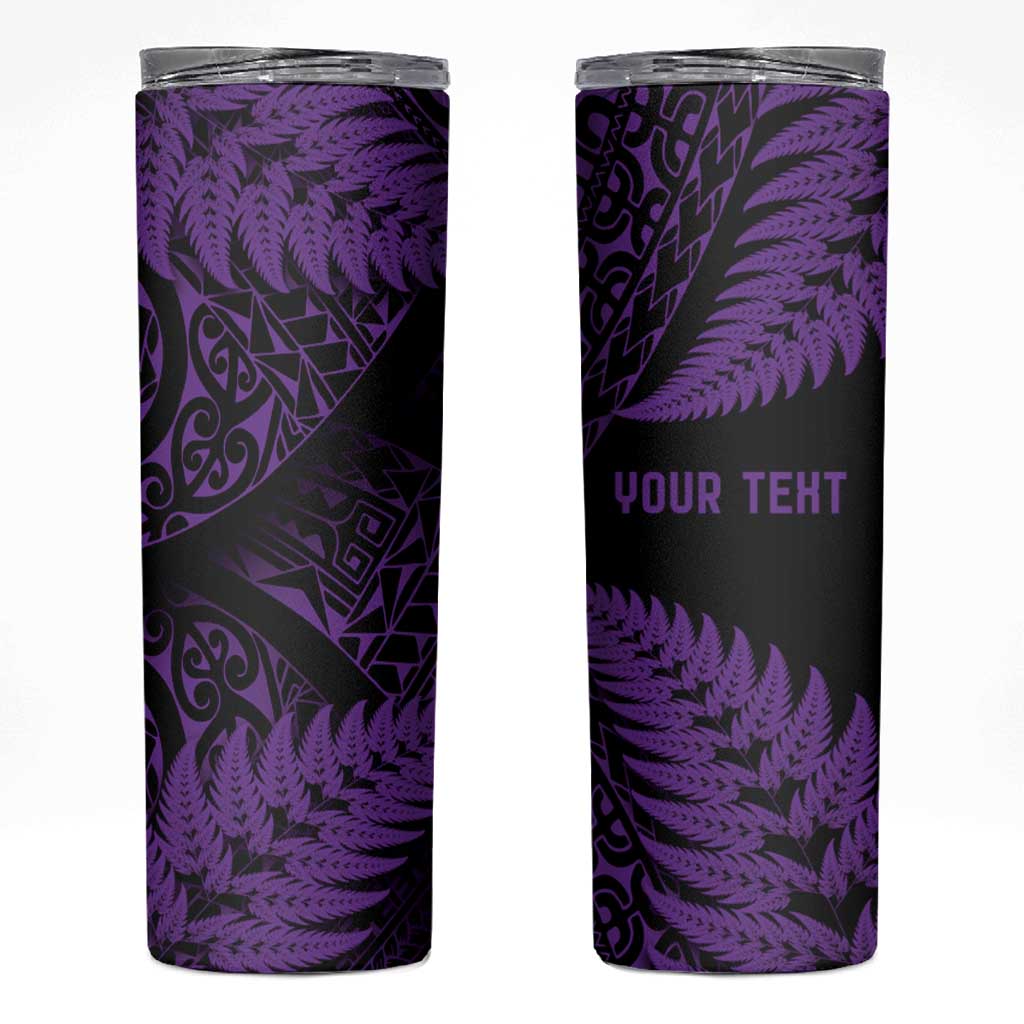New Zealand Rugby Pacific Personalised Skinny Tumbler All Purple Maori Pasifika Fern Pattern LT9 Purple - Polynesian Pride