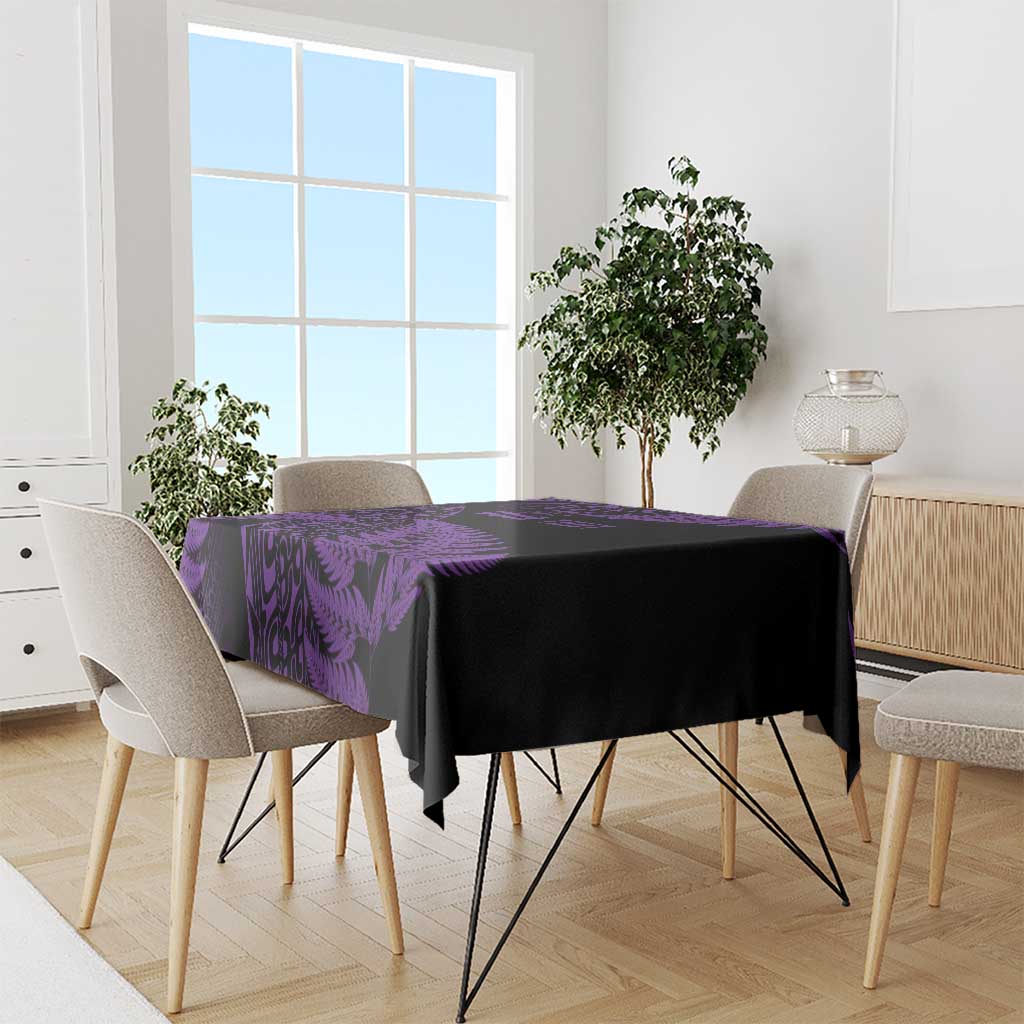 New Zealand Rugby Pacific Personalised Tablecloth All Purple Maori Pasifika Fern Pattern