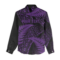 New Zealand Rugby Pacific Personalised Women Casual Shirt All Purple Maori Pasifika Fern Pattern LT9 - Polynesian Pride