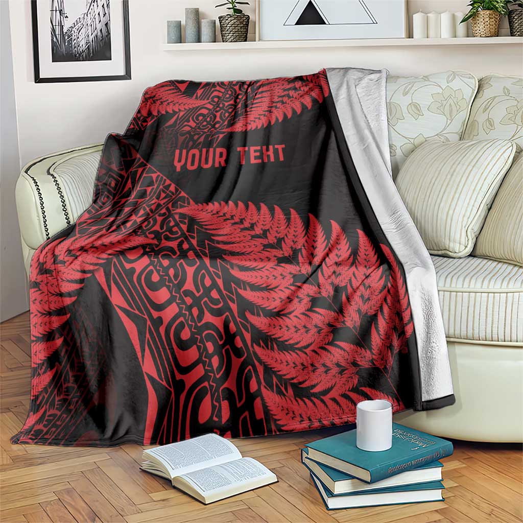 New Zealand Rugby Pacific Personalised Blanket All Red Maori Pasifika Fern Pattern LT9 Red - Polynesian Pride