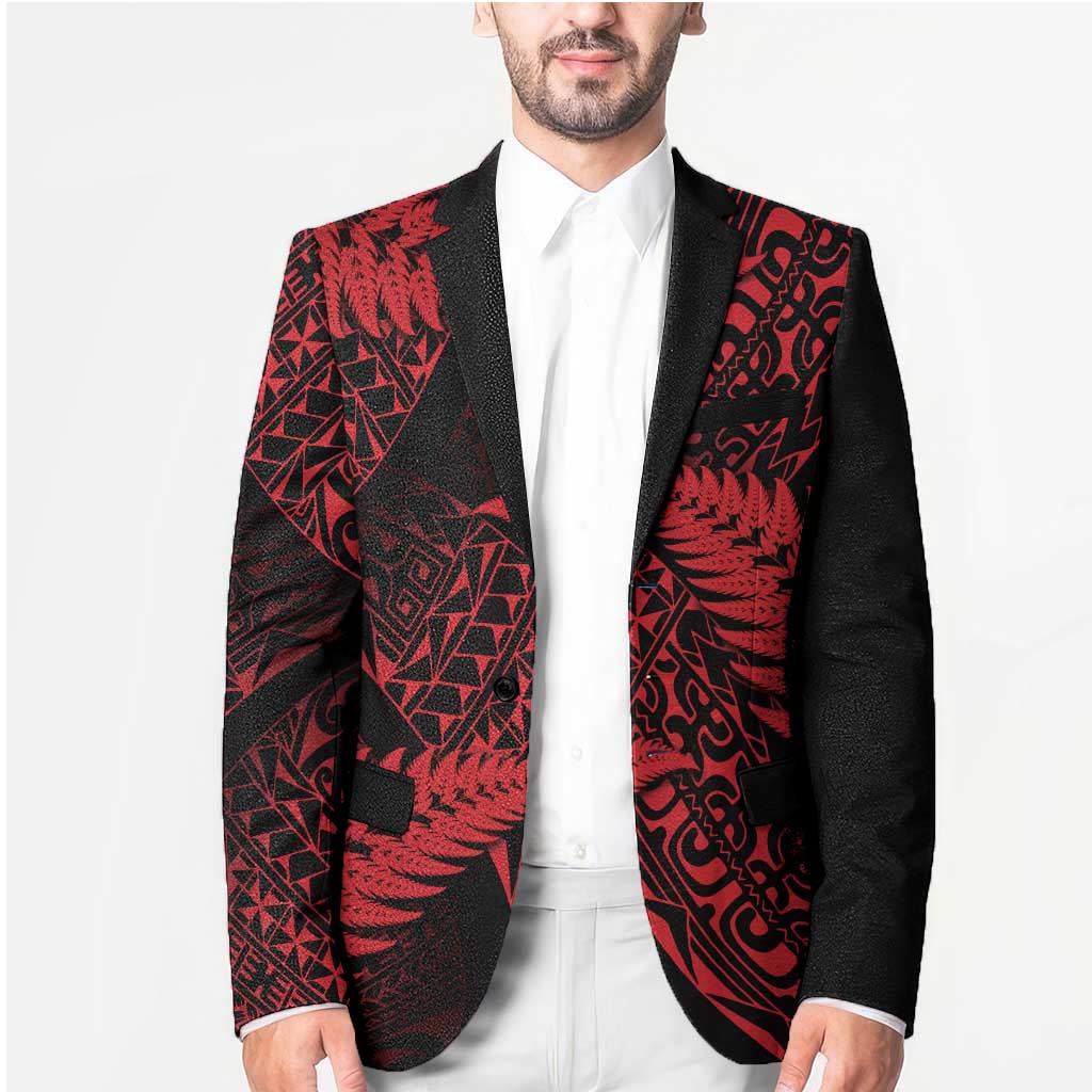 New Zealand Rugby Pacific Personalised Blazer All Red Maori Pasifika Fern Pattern LT9 - Polynesian Pride
