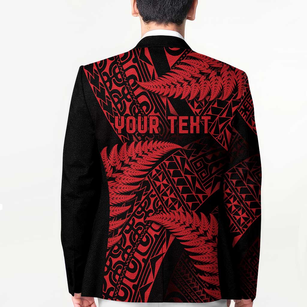New Zealand Rugby Pacific Personalised Blazer All Red Maori Pasifika Fern Pattern LT9 - Polynesian Pride