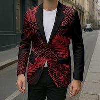 New Zealand Rugby Pacific Personalised Blazer All Red Maori Pasifika Fern Pattern LT9 - Polynesian Pride