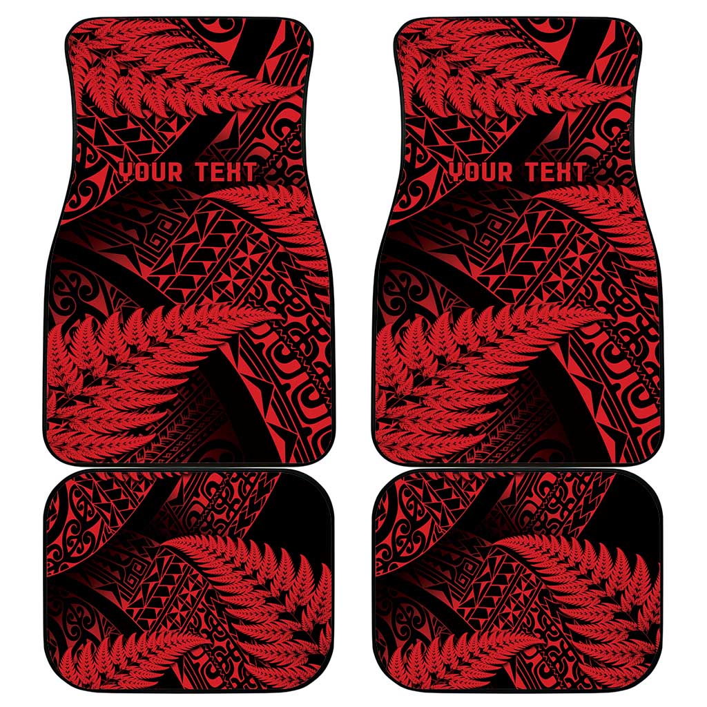 New Zealand Rugby Pacific Personalised Car Mats All Red Maori Pasifika Fern Pattern
