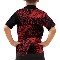 New Zealand Rugby Pacific Personalised Family Matching Off Shoulder Maxi Dress and Hawaiian Shirt All Red Maori Pasifika Fern Pattern LT9 - Polynesian Pride