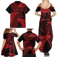 New Zealand Rugby Pacific Personalised Family Matching Summer Maxi Dress and Hawaiian Shirt All Red Maori Pasifika Fern Pattern LT9 - Polynesian Pride