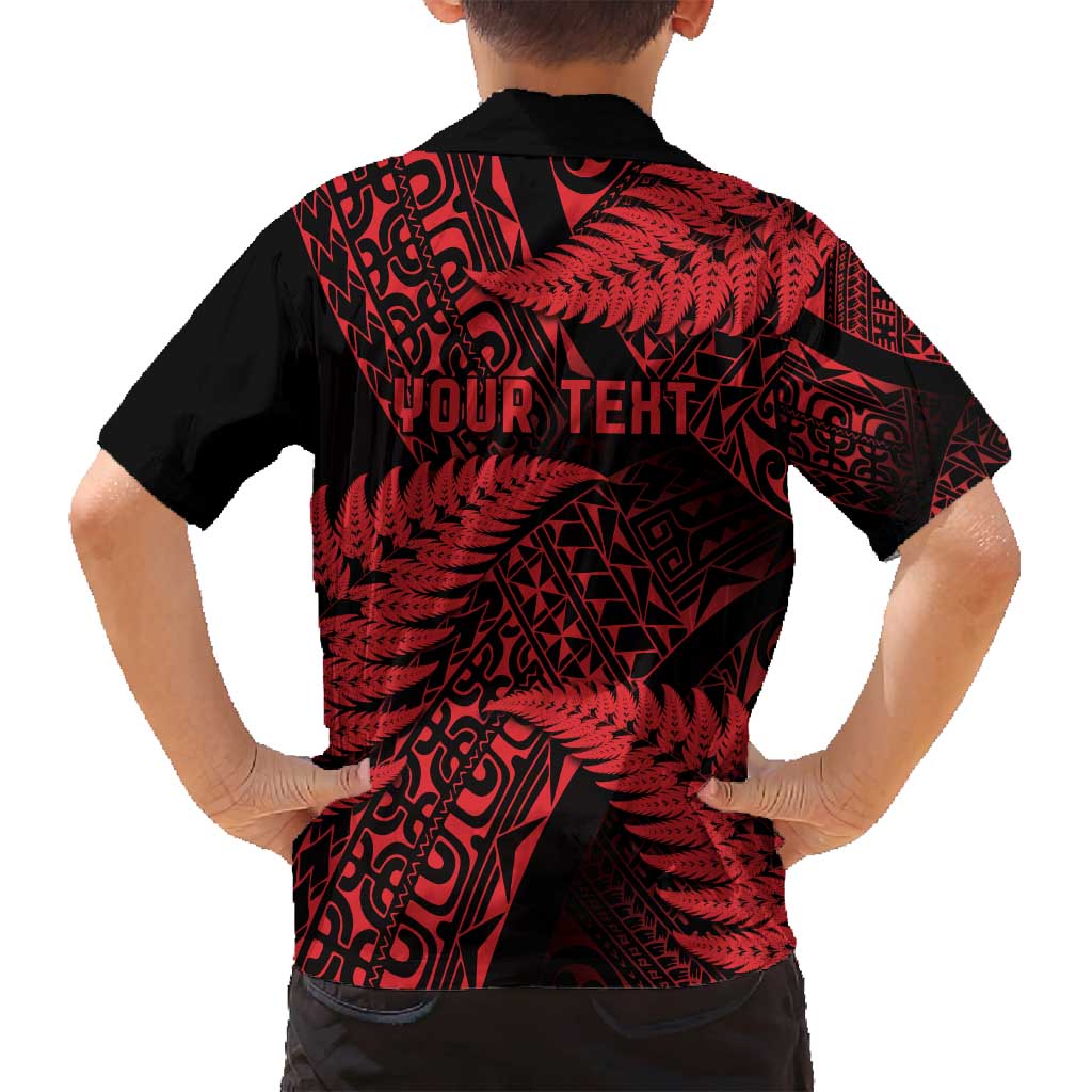 New Zealand Rugby Pacific Personalised Family Matching Tank Maxi Dress and Hawaiian Shirt All Red Maori Pasifika Fern Pattern LT9 - Polynesian Pride