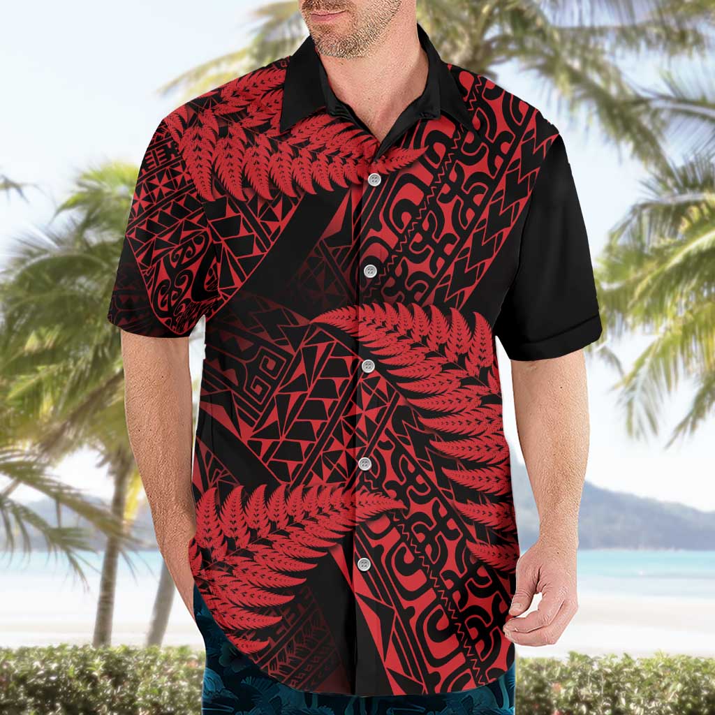 New Zealand Rugby Pacific Personalised Hawaiian Shirt All Red Maori Pasifika Fern Pattern