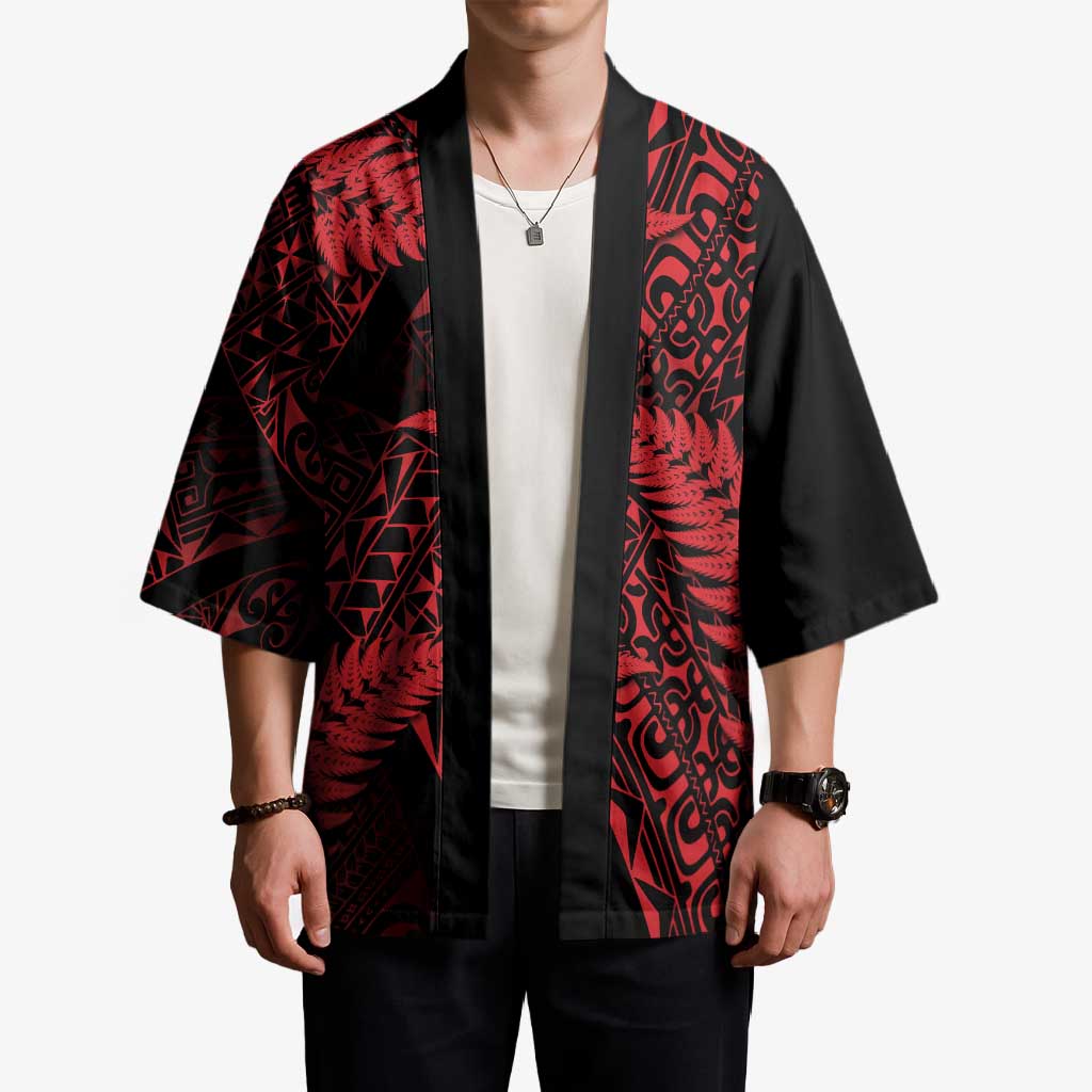New Zealand Rugby Pacific Personalised Kimono All Red Maori Pasifika Fern Pattern - Polynesian Pride