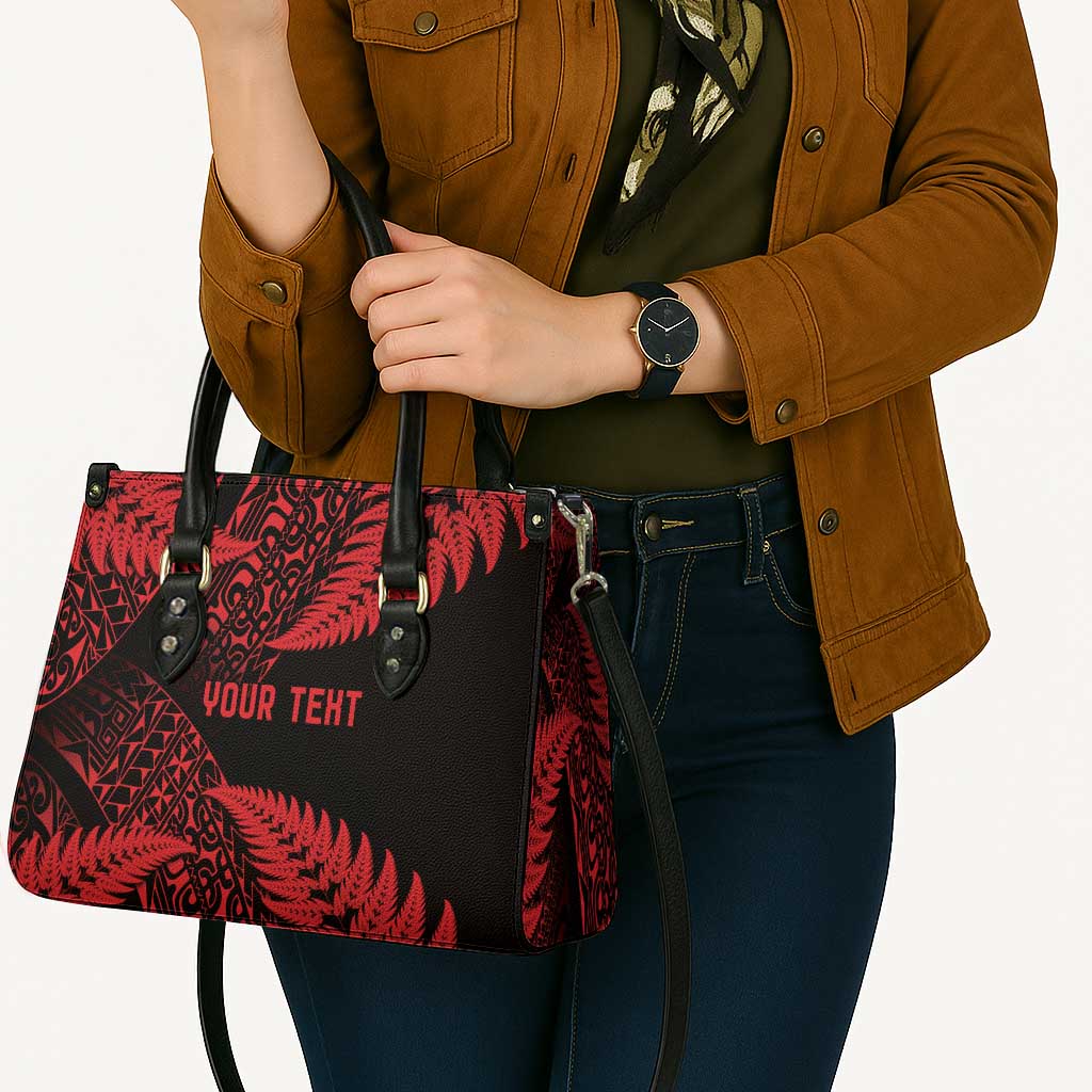 New Zealand Rugby Pacific Personalised Leather Bag All Red Maori Pasifika Fern Pattern - Polynesian Pride