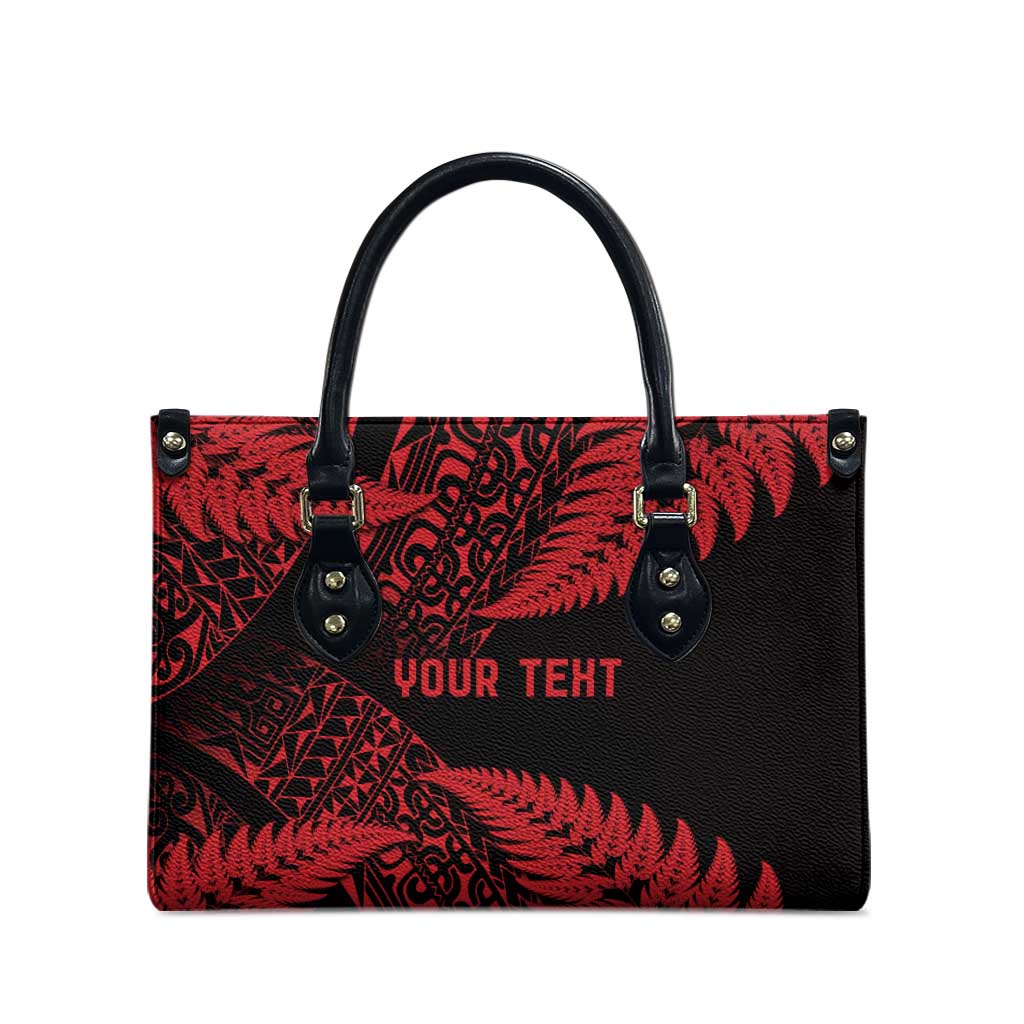 New Zealand Rugby Pacific Personalised Leather Bag All Red Maori Pasifika Fern Pattern - Polynesian Pride