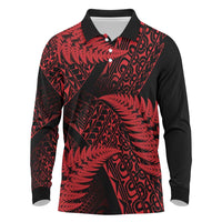 New Zealand Rugby Pacific Personalised Long Sleeve Polo Shirt All Red Maori Pasifika Fern Pattern