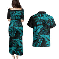 New Zealand Rugby Pacific Personalised Couples Matching Puletasi and Hawaiian Shirt All Turquoise Maori Pasifika Fern Pattern LT9 - Polynesian Pride