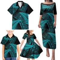 New Zealand Rugby Pacific Personalised Family Matching Puletasi and Hawaiian Shirt All Turquoise Maori Pasifika Fern Pattern LT9 - Polynesian Pride