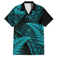 New Zealand Rugby Pacific Personalised Family Matching Puletasi and Hawaiian Shirt All Turquoise Maori Pasifika Fern Pattern LT9 Dad's Shirt - Short Sleeve Turquoise - Polynesian Pride