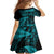 New Zealand Rugby Pacific Personalised Family Matching Short Sleeve Bodycon Dress and Hawaiian Shirt All Turquoise Maori Pasifika Fern Pattern