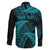 New Zealand Rugby Pacific Personalised Family Matching Short Sleeve Bodycon Dress and Hawaiian Shirt All Turquoise Maori Pasifika Fern Pattern