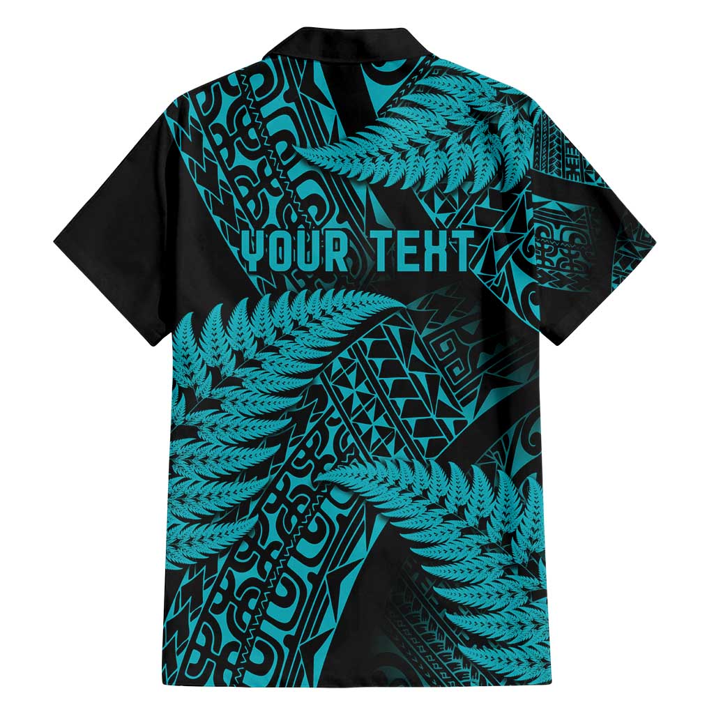 New Zealand Rugby Pacific Personalised Family Matching Summer Maxi Dress and Hawaiian Shirt All Turquoise Maori Pasifika Fern Pattern LT9 - Polynesian Pride