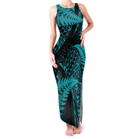 New Zealand Rugby Pacific Personalised Family Matching Tank Maxi Dress and Hawaiian Shirt All Turquoise Maori Pasifika Fern Pattern LT9 Mom's Dress Turquoise - Polynesian Pride