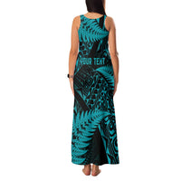 New Zealand Rugby Pacific Personalised Family Matching Tank Maxi Dress and Hawaiian Shirt All Turquoise Maori Pasifika Fern Pattern LT9 - Polynesian Pride