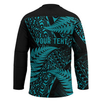 New Zealand Rugby Pacific Personalised Hockey Jersey All Turquoise Maori Pasifika Fern Pattern - Polynesian Pride