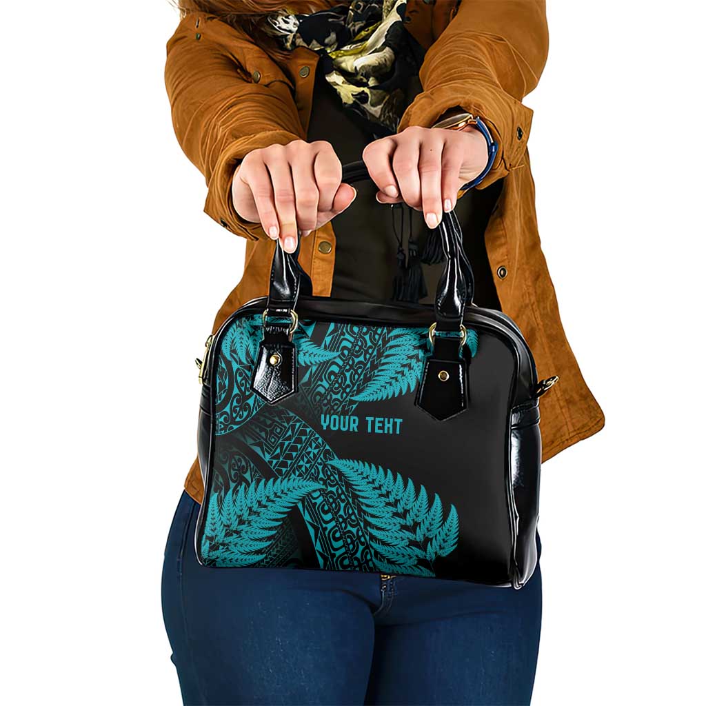 New Zealand Rugby Pacific Personalised Shoulder Handbag All Turquoise Maori Pasifika Fern Pattern