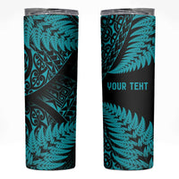 New Zealand Rugby Pacific Personalised Skinny Tumbler All Turquoise Maori Pasifika Fern Pattern LT9 Turquoise - Polynesian Pride