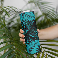 New Zealand Rugby Pacific Personalised Skinny Tumbler All Turquoise Maori Pasifika Fern Pattern LT9 - Polynesian Pride