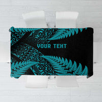 New Zealand Rugby Pacific Personalised Tablecloth All Turquoise Maori Pasifika Fern Pattern LT9 Turquoise - Polynesian Pride