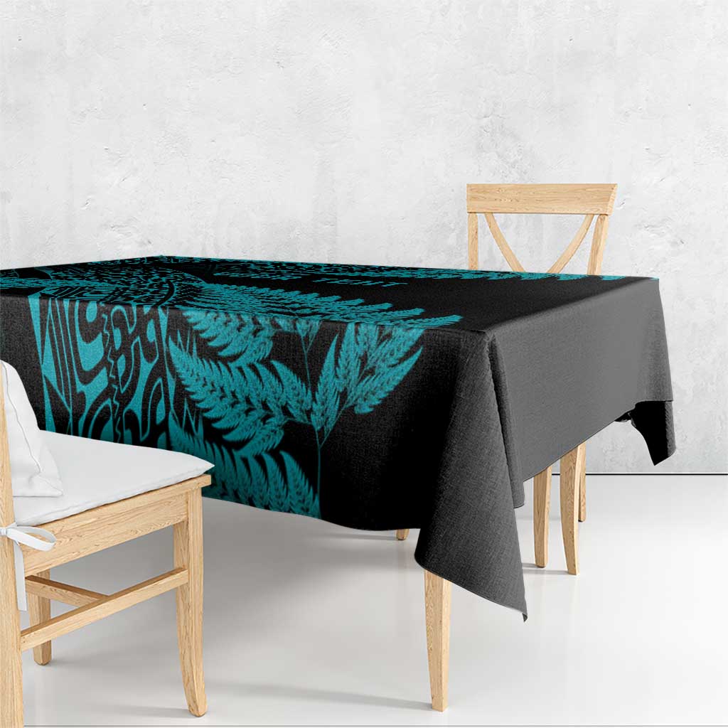 New Zealand Rugby Pacific Personalised Tablecloth All Turquoise Maori Pasifika Fern Pattern LT9 - Polynesian Pride