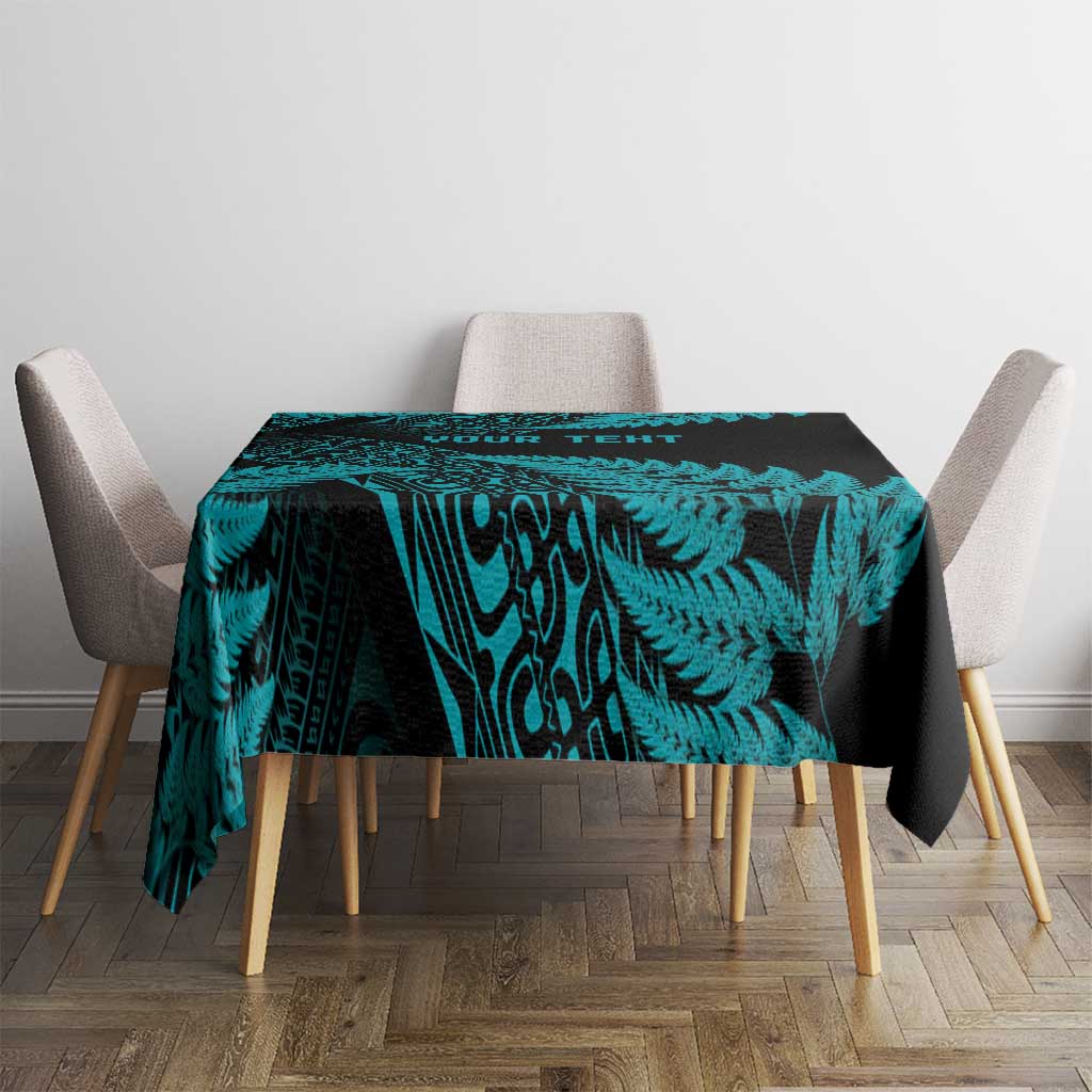 New Zealand Rugby Pacific Personalised Tablecloth All Turquoise Maori Pasifika Fern Pattern LT9 - Polynesian Pride
