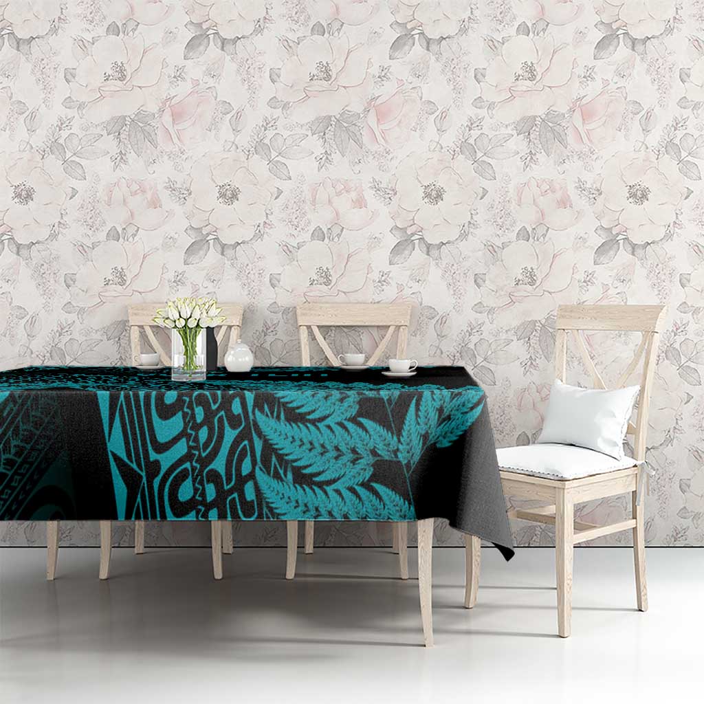 New Zealand Rugby Pacific Personalised Tablecloth All Turquoise Maori Pasifika Fern Pattern LT9 - Polynesian Pride